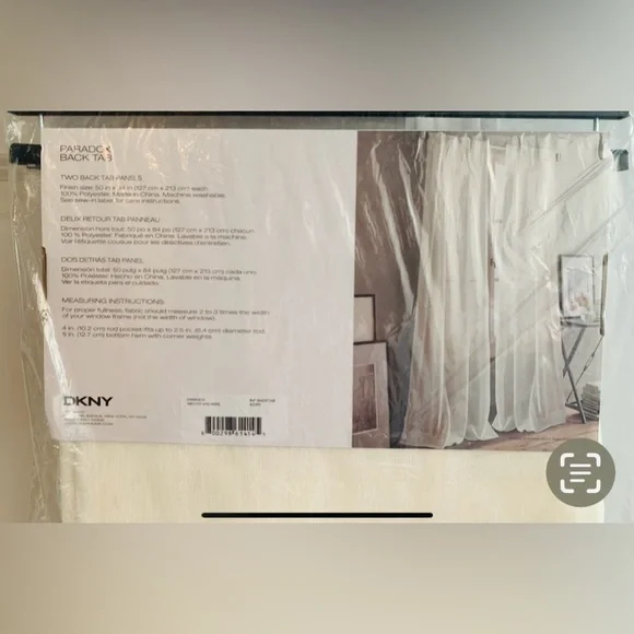 DKNY Paradox Ivory Sheer Curtain Pair 50” x 84” - Picture 3 of 5